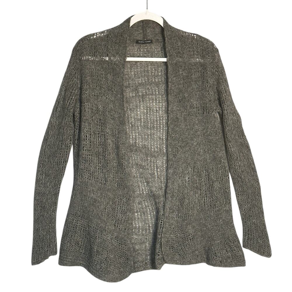 Eileen Fisher Open-Front Gray Knit Cardigan